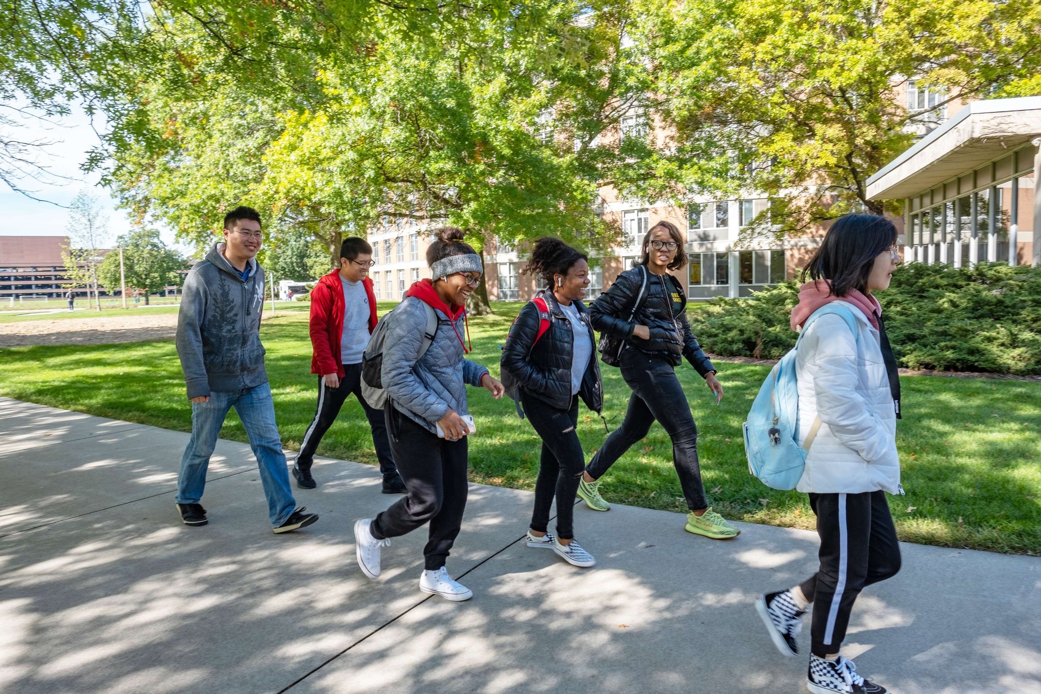 Students walking on campus