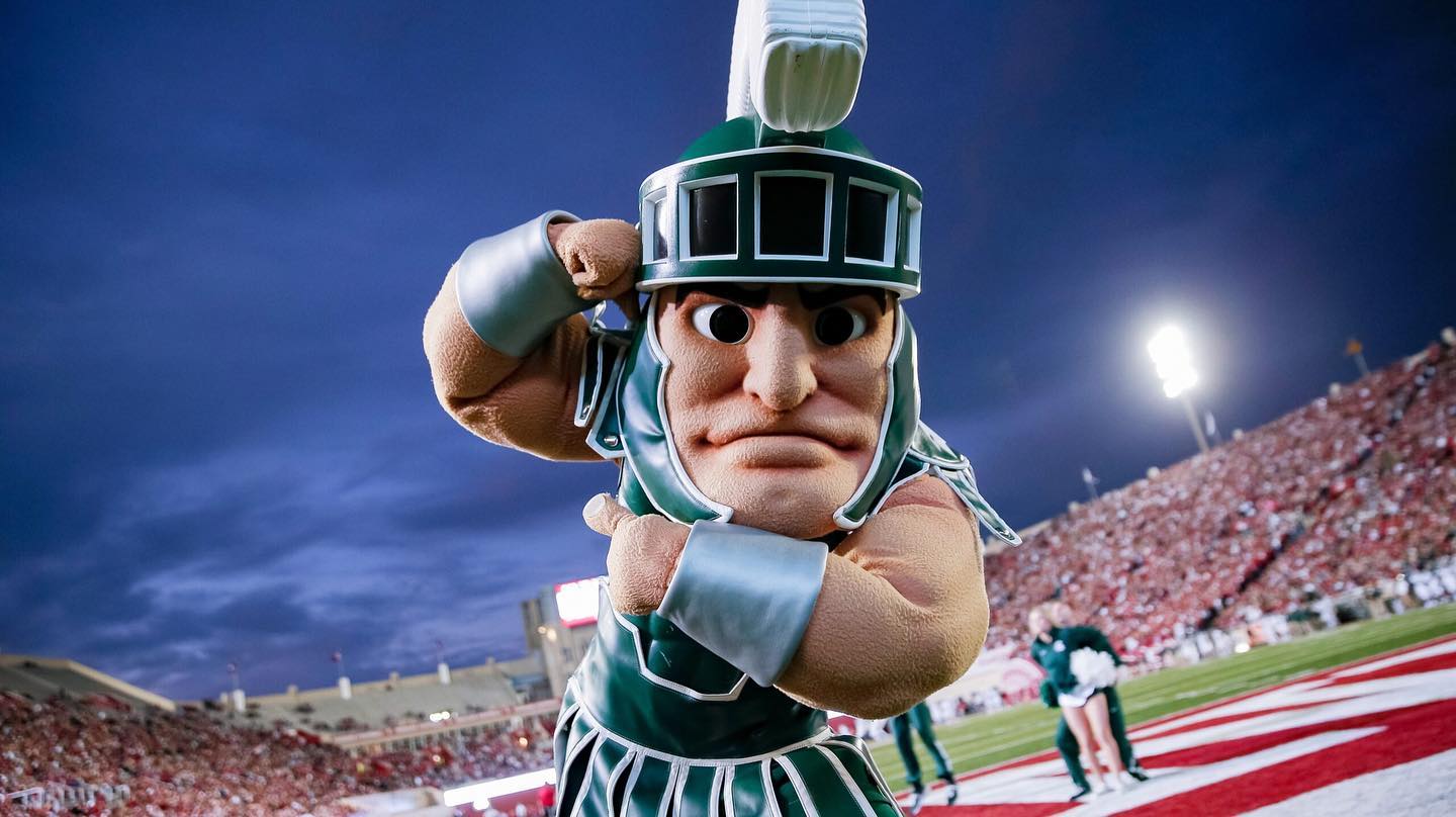 Sparty on the football field