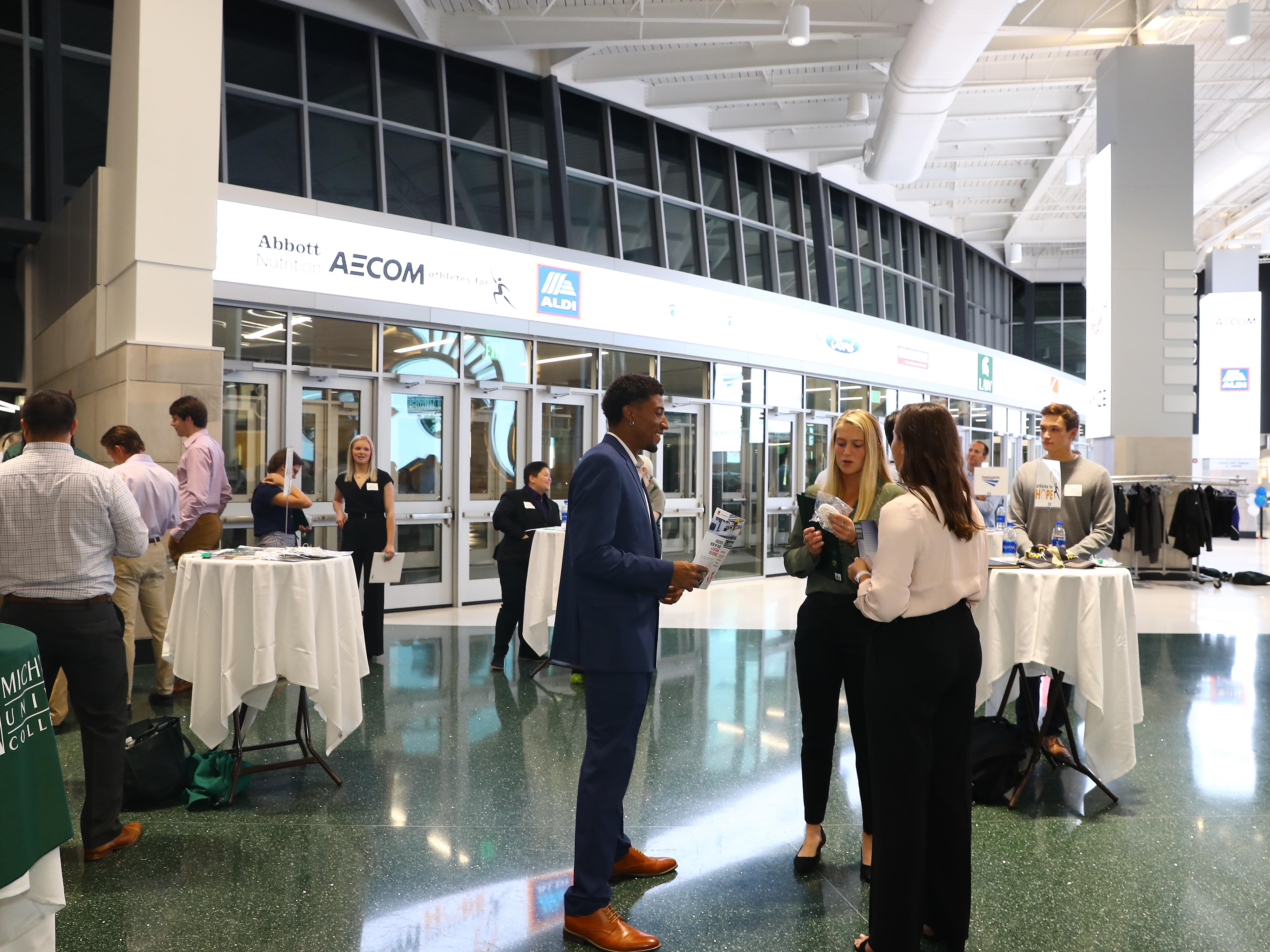 Students at a career fair