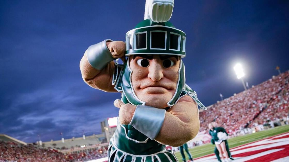 Sparty on the football field.