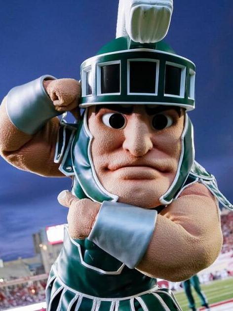 Sparty on the football field.